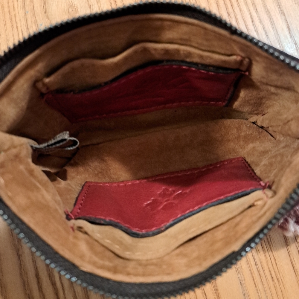 EUC Patricia Nash Burgundy Italian Sheepskin & Sherpa Casual Clutch Purse Bag - Picture 3 of 13